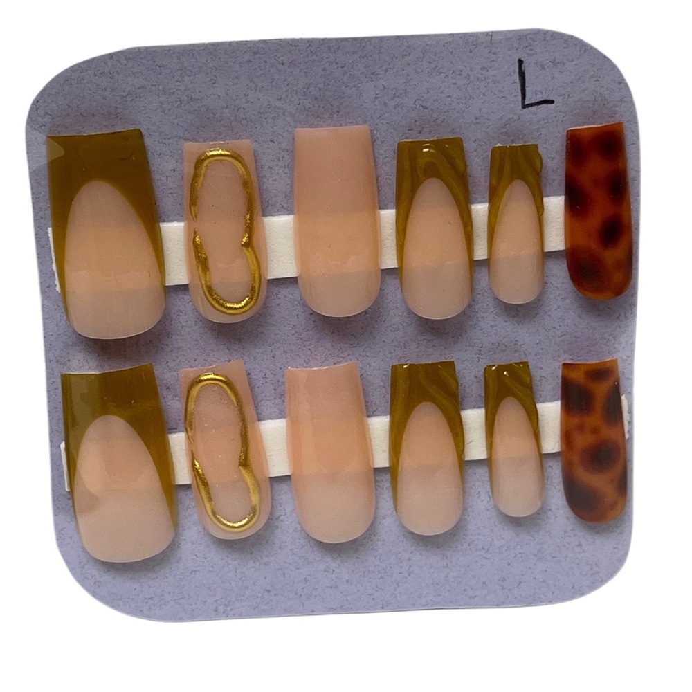 Press on nails Elegant Tortoise Shell and Gold Nail Set Large (5 for $20)